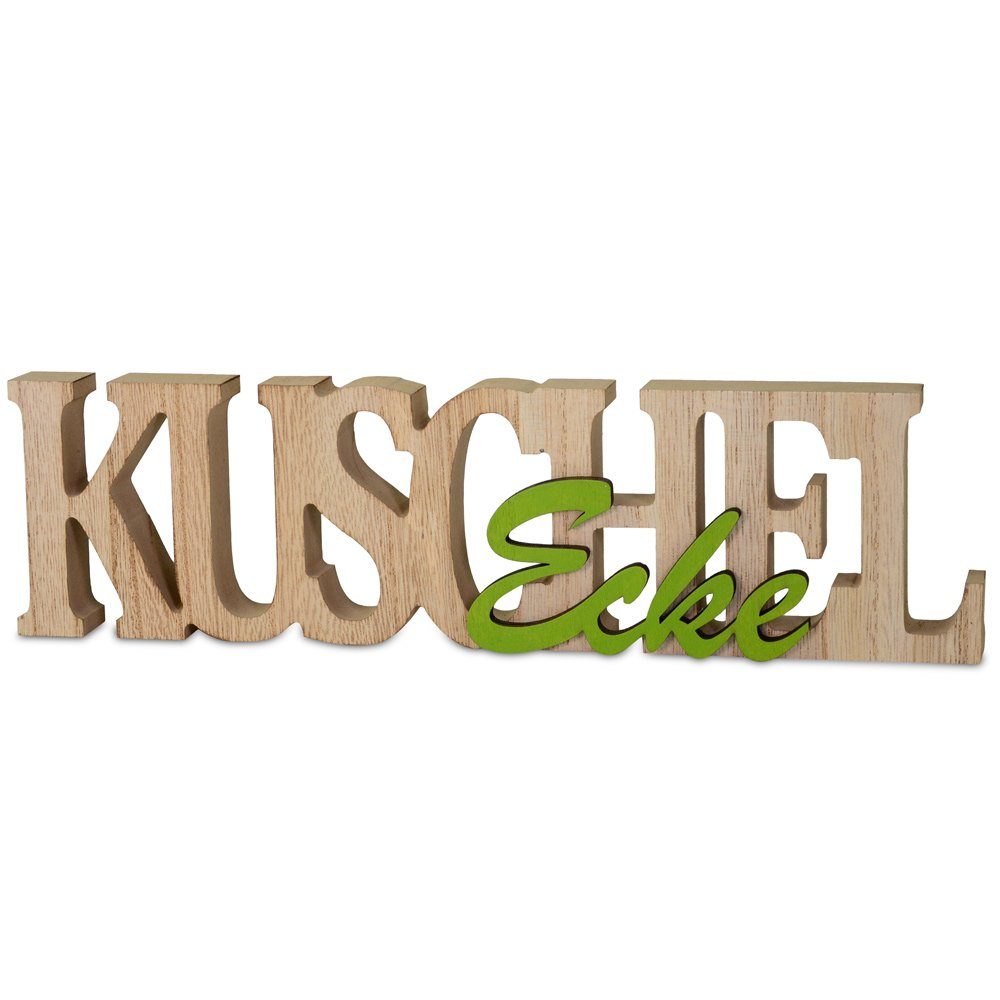 RIFFELMACHER & WEINBERGER Deko-Schriftzug Deko Schriftzug 'KuschelEcke' 29 x 8 cm Natur Grün