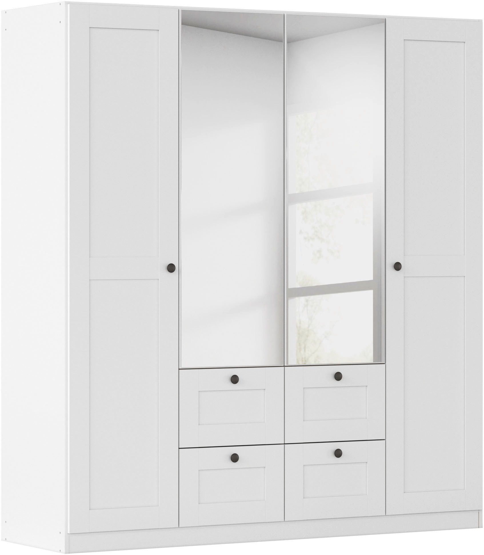 rauch Drehtürenschrank Kleiderschrank Schrank Garderobe Ankleide Schlafzimmerschrank YLVA (Breiten: 90/135/180 cm, Höhe 197 cm) skandinavischer Style mit Rahmenfront und Knopfgriffen MADE IN GERMANY