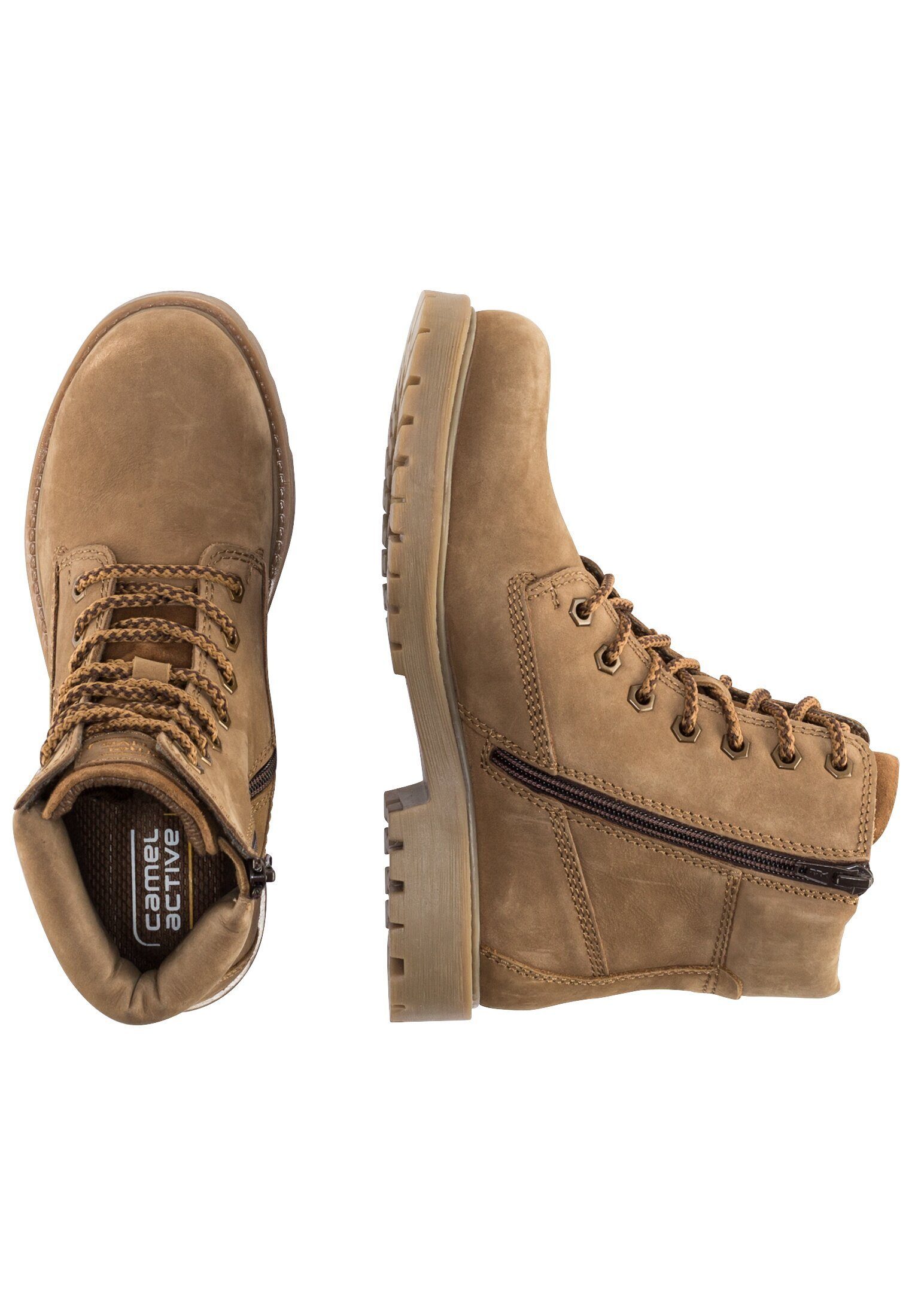 echtem camel Leder active Cognac aus Schnürschuh