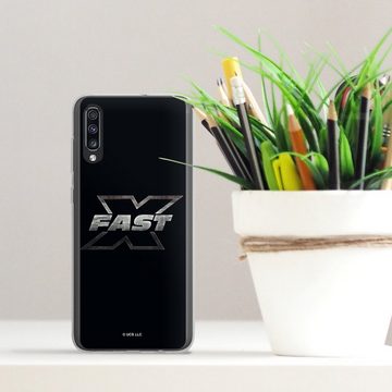 DeinDesign Handyhülle Fast & Furious Logo Offizielles Lizenzprodukt Fast X Logo Metal, Samsung Galaxy A70 Silikon Hülle Bumper Case Handy Schutzhülle