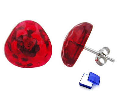 unbespielt Paar Ohrclips Modeschmuck Ohrringe Kunststoff rot transparent 14 mm inkl. Schmuckbox, Modeschmuck für Damen