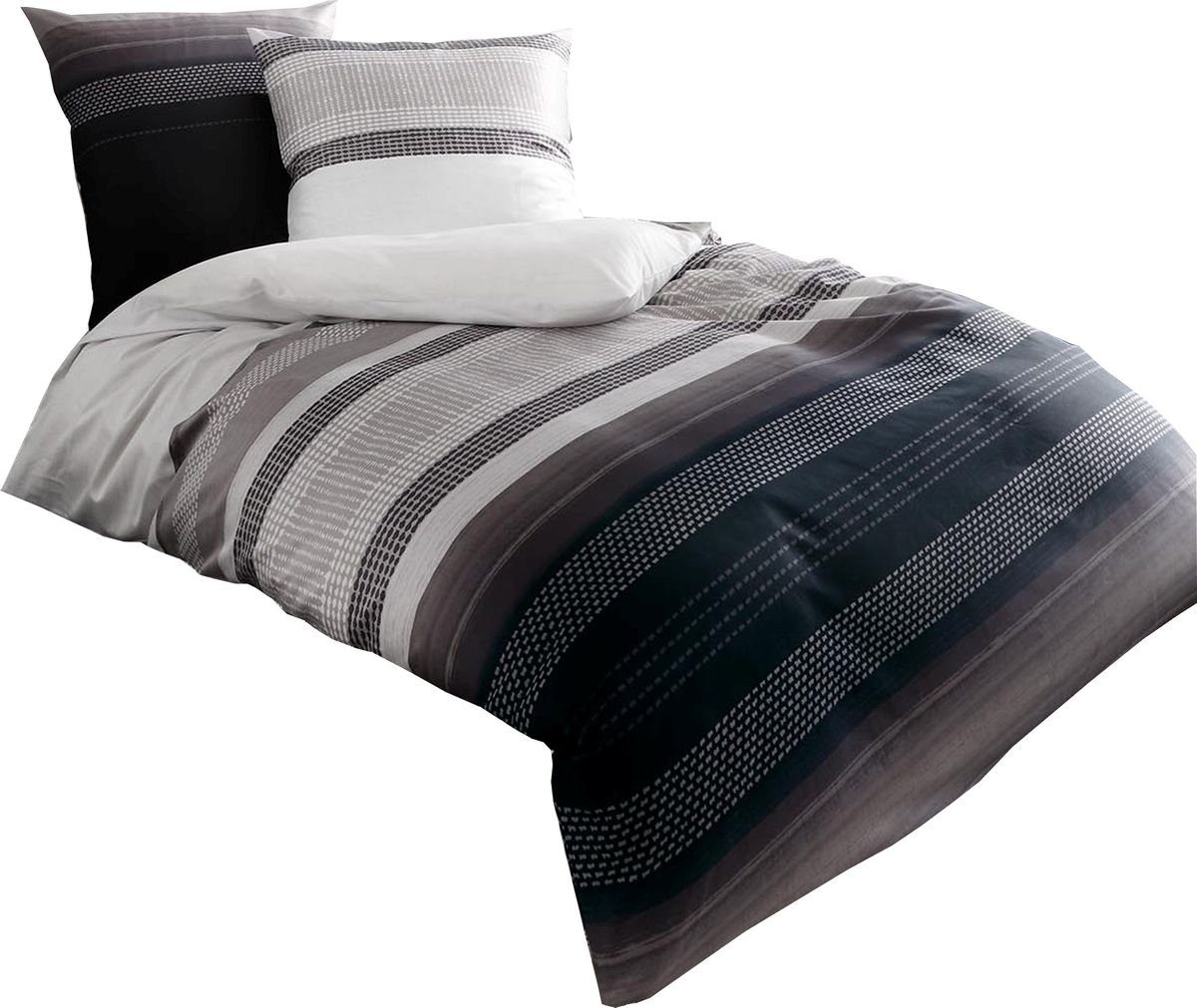 Kaeppel Bettwäsche Kaeppel Fein Biber Bettwäsche Profile Streifen Silber Zi günstig online kaufen