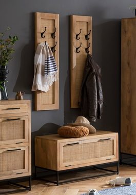 TPFLiving Garderobenpaneel Kingston - universell einsetzbar (Holzrahmen mit angesagtem Rattan-Einsatz - natur, Garderobe - Hängegarderobe - Garderobenleiste), Produktlinie: Canada - Breite: 35 cm, Höhe: 110 cm, Tiefe: 8 cm