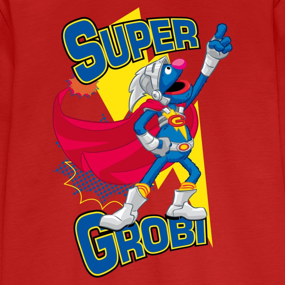 Spreadshirt T-Shirt Sesamstraße Grobi Supergrobi Superheld Kinder Premium Langarmshirt (1-tlg)
