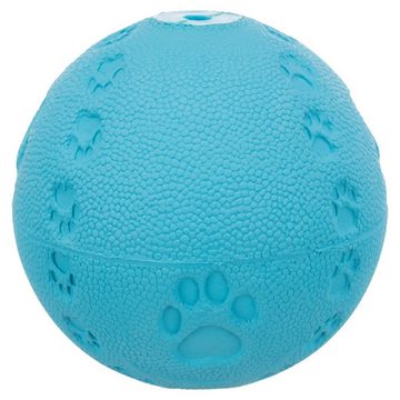 TRIXIE Spielknochen Spielball mit Pfotenabdruck, Quietscher, Durchmesser: 7 cm / diverse Farben