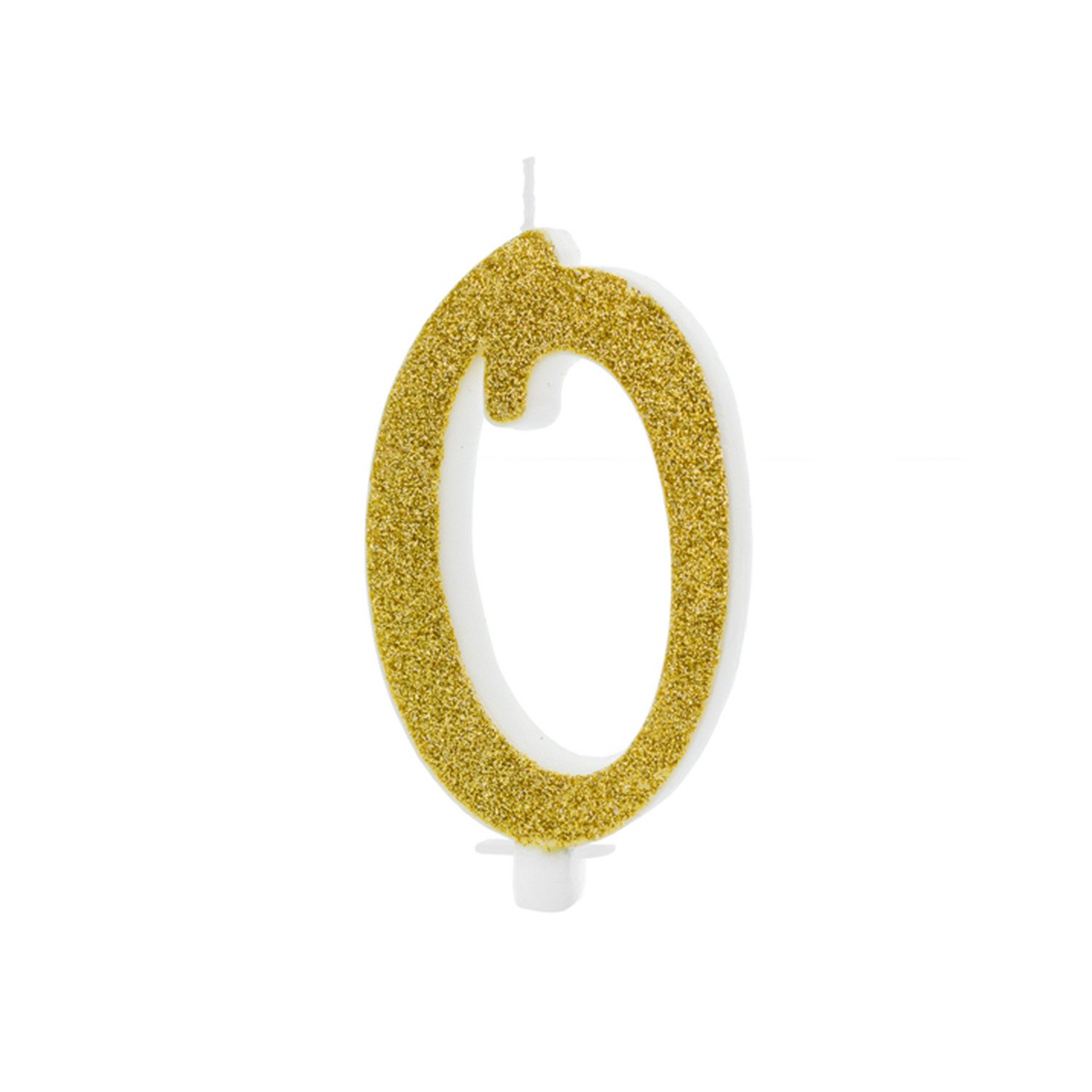 partydeco Geburtstagskerze Geburtstagskerze Glitter Gold - 10 cm, Ziffer ''0