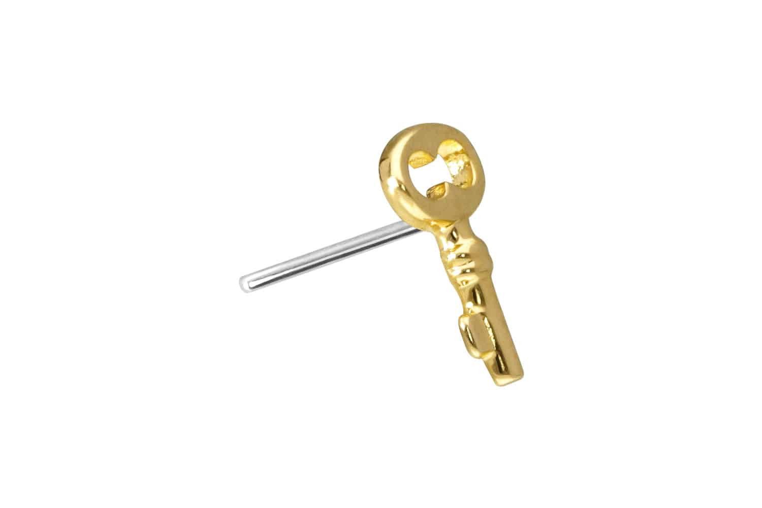 Piercing-Set 14 Karat Gold Aufsatz mit Titan Push Pin SCHLÜSSEL
