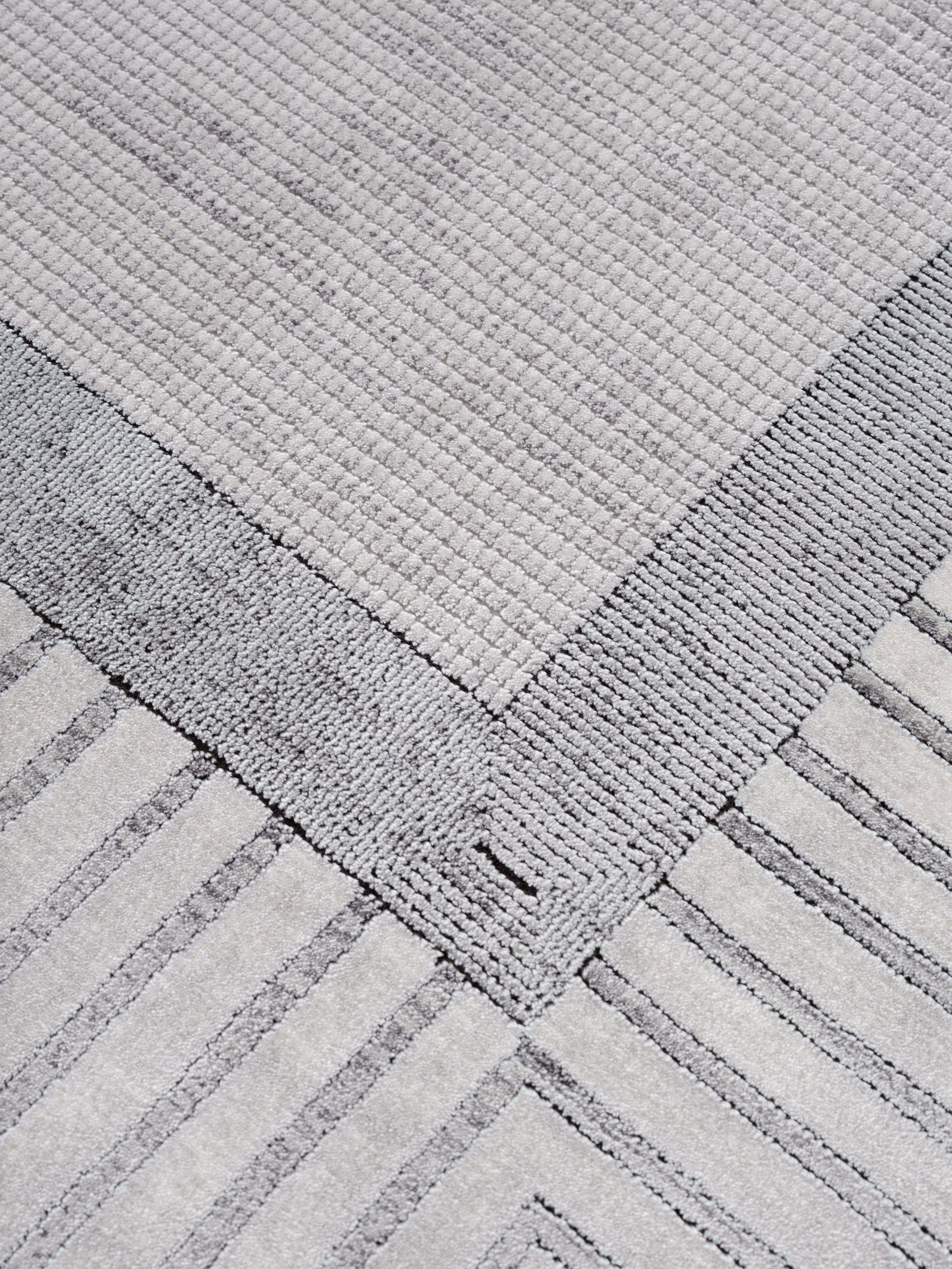 Calvin Klein home Teppich Luster, mit Fransen, Designerteppich, rechteckig, Höhe: 6 mm, Rahmen, Muster, meliert, Wohnzimmer, Schlafzimmer, Esszimmer