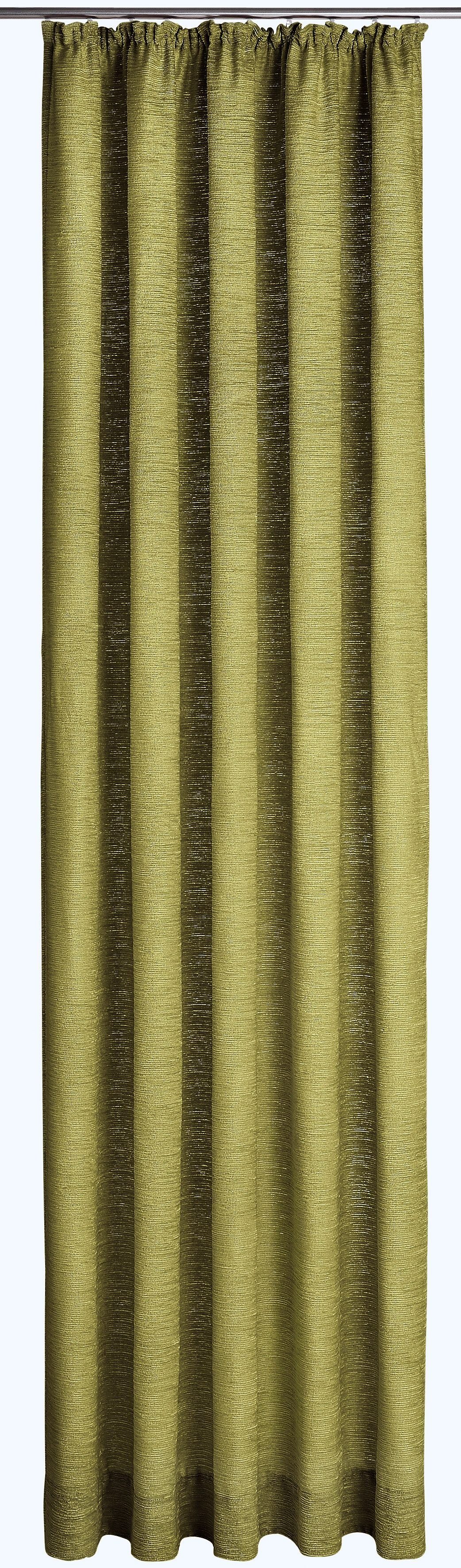 blickdicht, Holmsund hellgrün Wirth, Chenille 288g/qm, Kräuselband Vorhang (1 St),