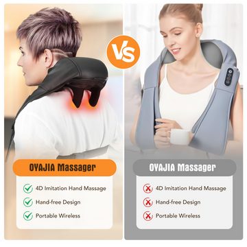 LETGOSPT Massagegerät 2 Intensitätsstufen, Kabelloses Shiatsu 6D Massagegerät für Nacken, Nacken-Massagegerät für Rücken, Beine, Schultern zur Schmerzlinderung