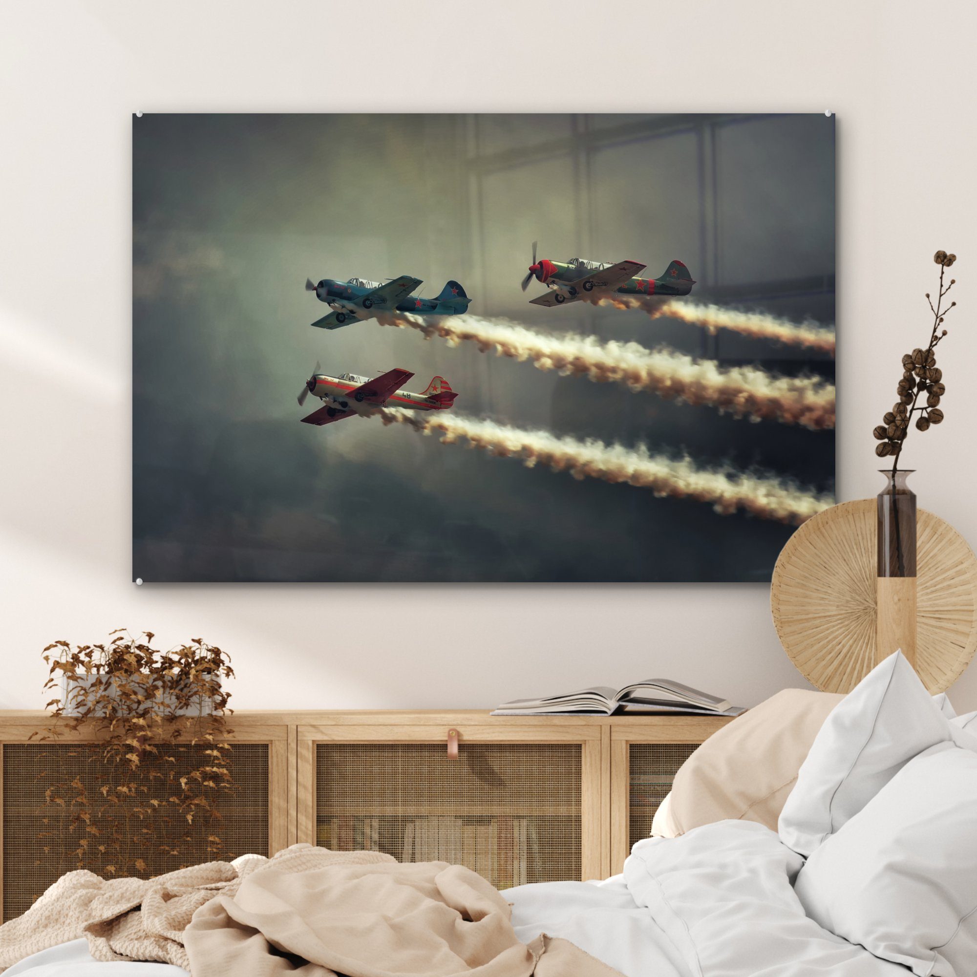 Ausstellung MuchoWow - Acrylglasbild Drei während Flugzeuge Acrylglasbilder St), Wohnzimmer liegend, & (1 Schlafzimmer der