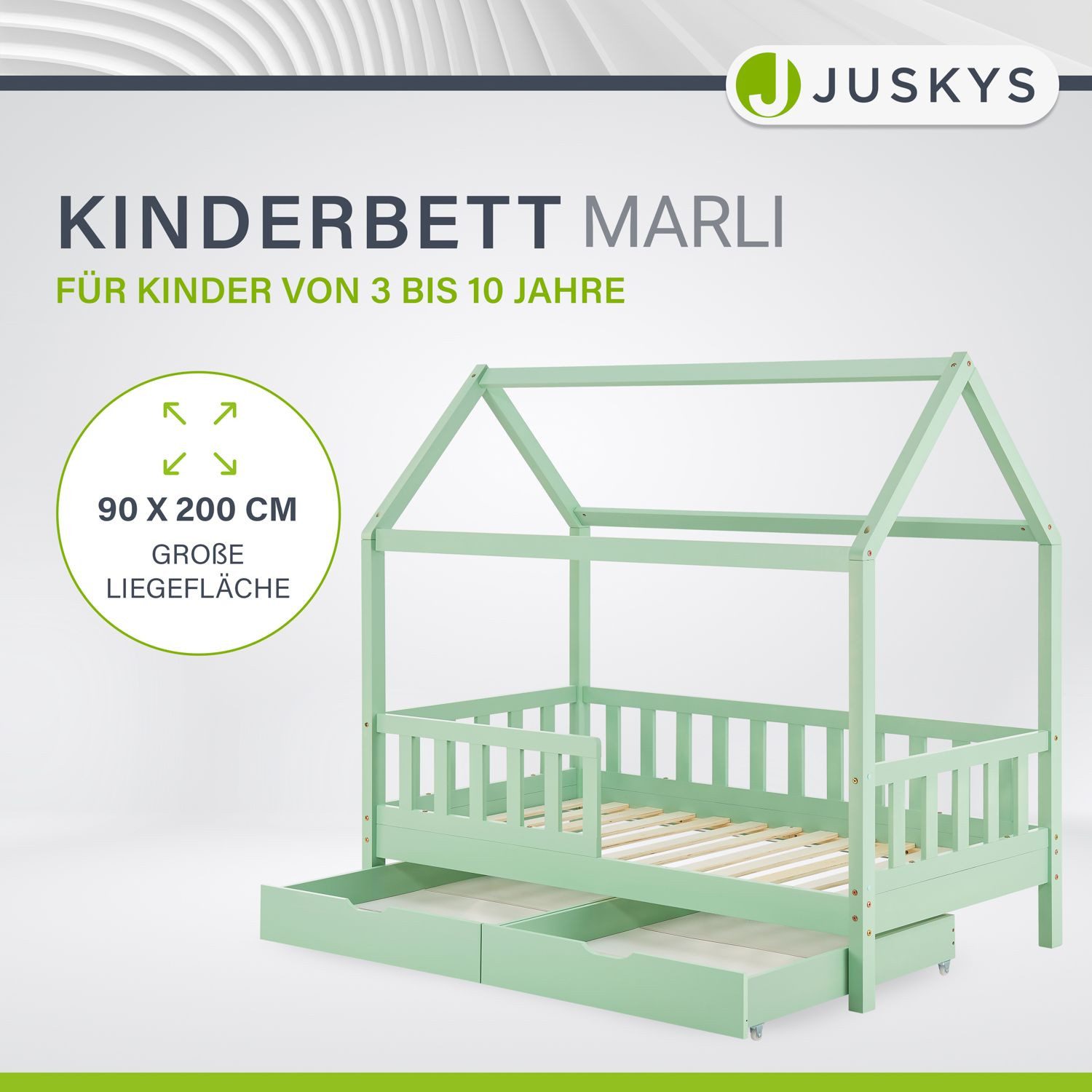 Juskys Kinderbett Marli, 90x200 cm, 3 günstig online kaufen