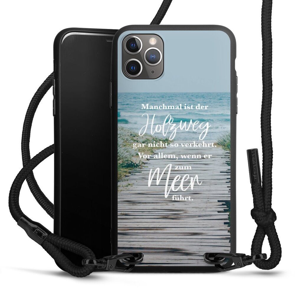 DeinDesign Handyhülle Strand Motivation Spruch Holzweg, Apple iPhone 11