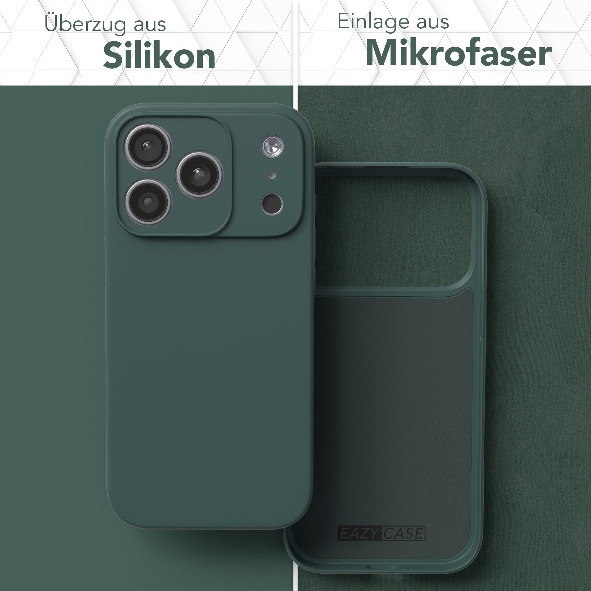 EAZY CASE Handyhülle für Apple iPhone 17 Pro Hülle Silikon 6,3 Zoll, Silikon Schutzhülle mit Kameraschutz kratzfestes Bumper Nachtgrün – Bild 3 von 5
