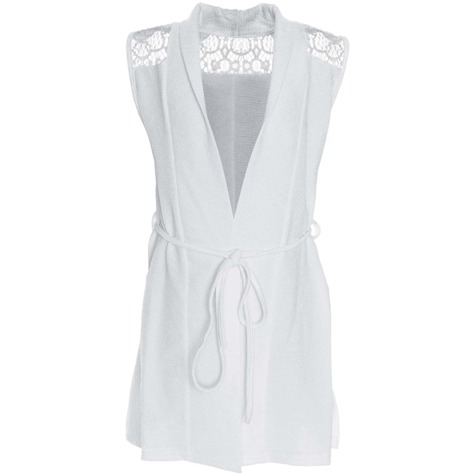 Bolero Mädchen Cardigan mit Spitze und Schleifen Gürtel