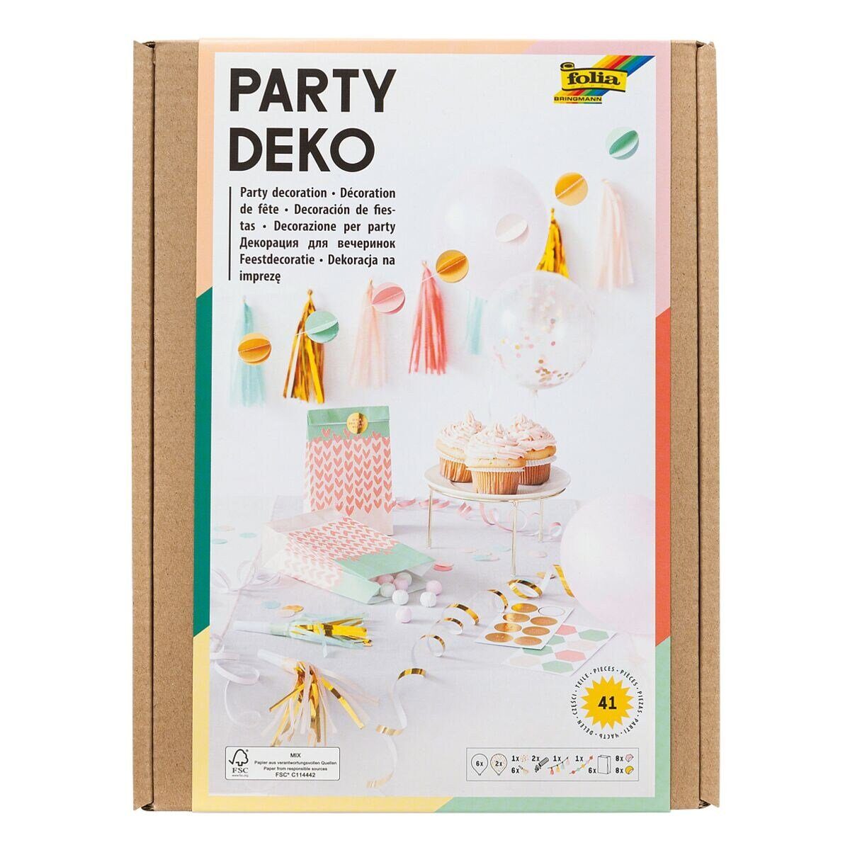 Folia Girlande Pastell Party with 41-tlg. Style, Party-Deko-Set