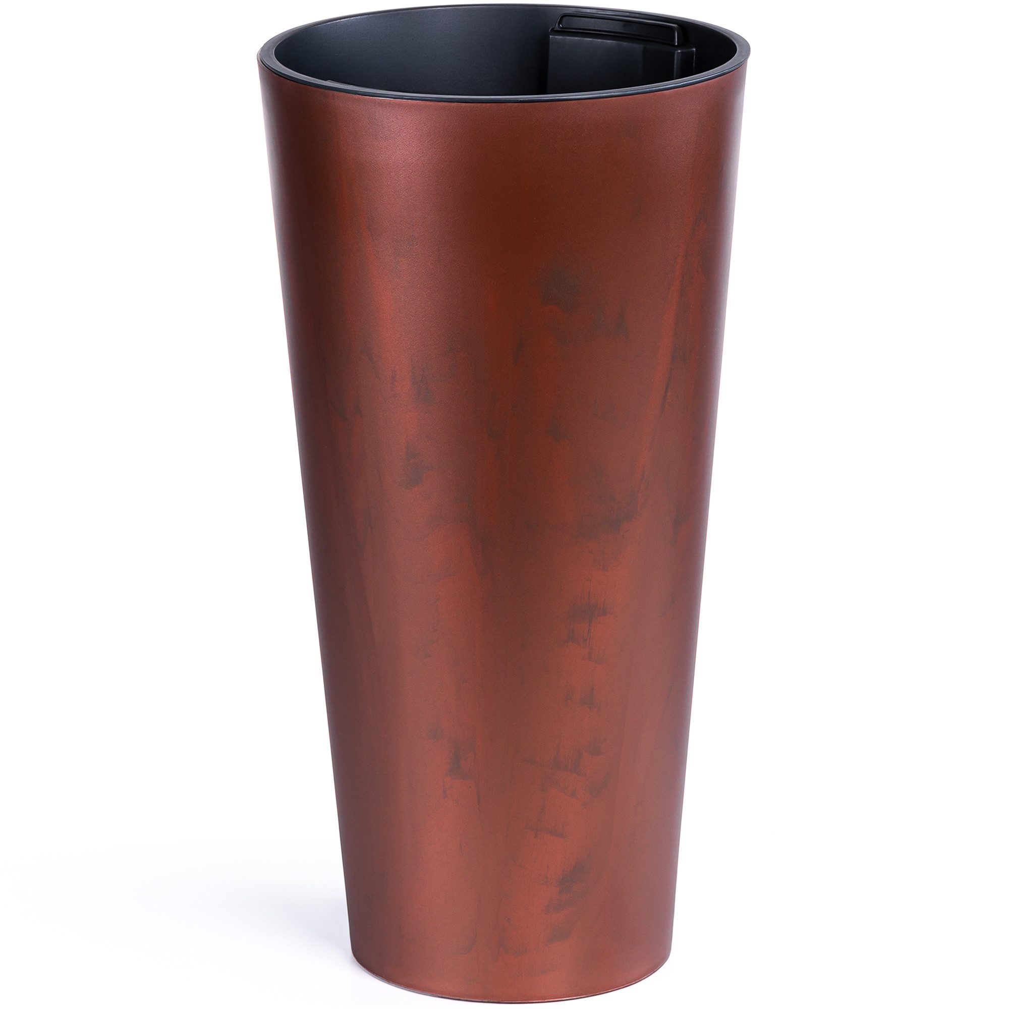 KONZEPT Blumentopf aus Kunststoff mit Einsatz, Ø 25 cm, Höhe 47,6 cm, in Corten-Optik, Corten-Optik, Matte Oberfläche, Volumen: 15,5 L