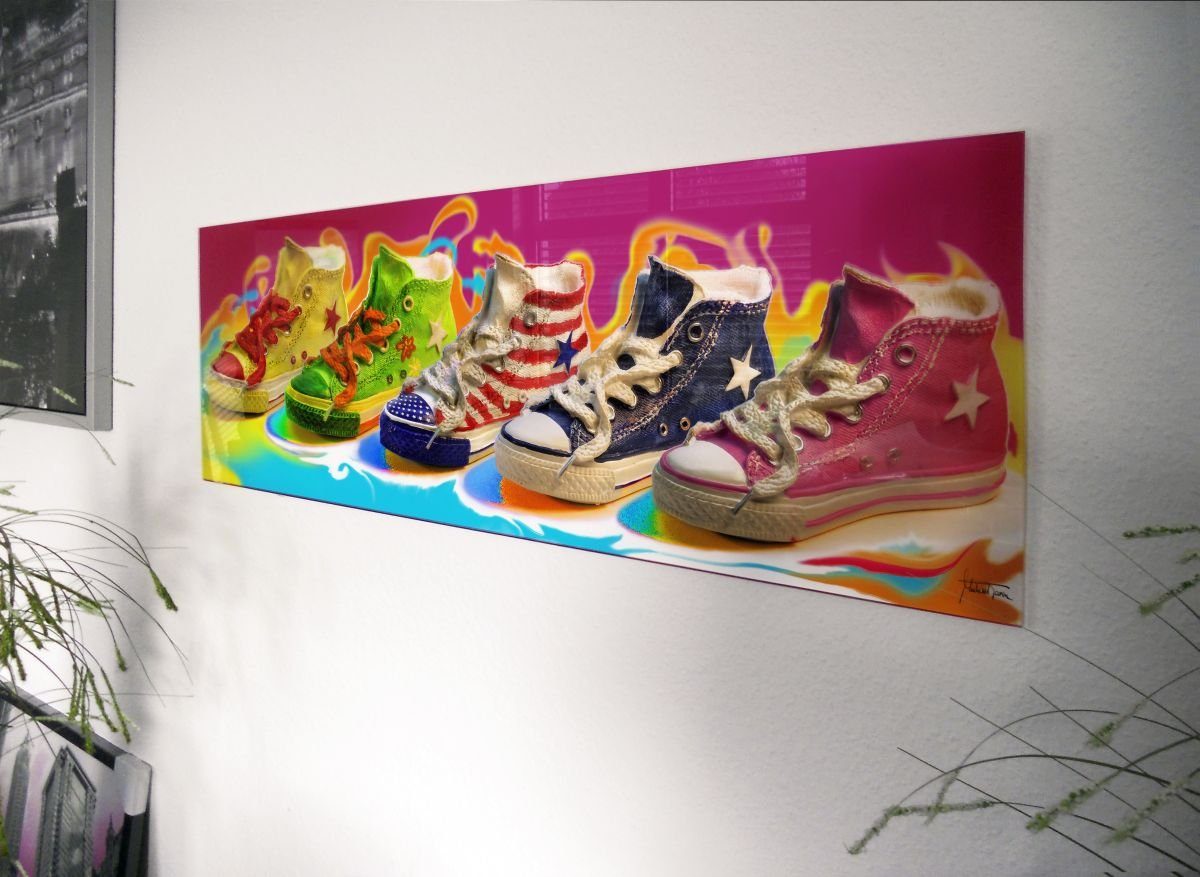 Markenwarenshop-Style Wandbild Glasbild "Chuck`s" 95x33cm, Glasbilder Wandbild Bild