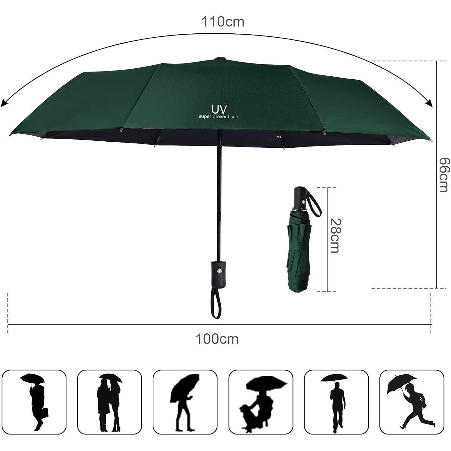 LuxusKollektion Taschenregenschirm Taschenschirm Automatik Sturmfest Teflon 210T Herren Tiefwassergrün