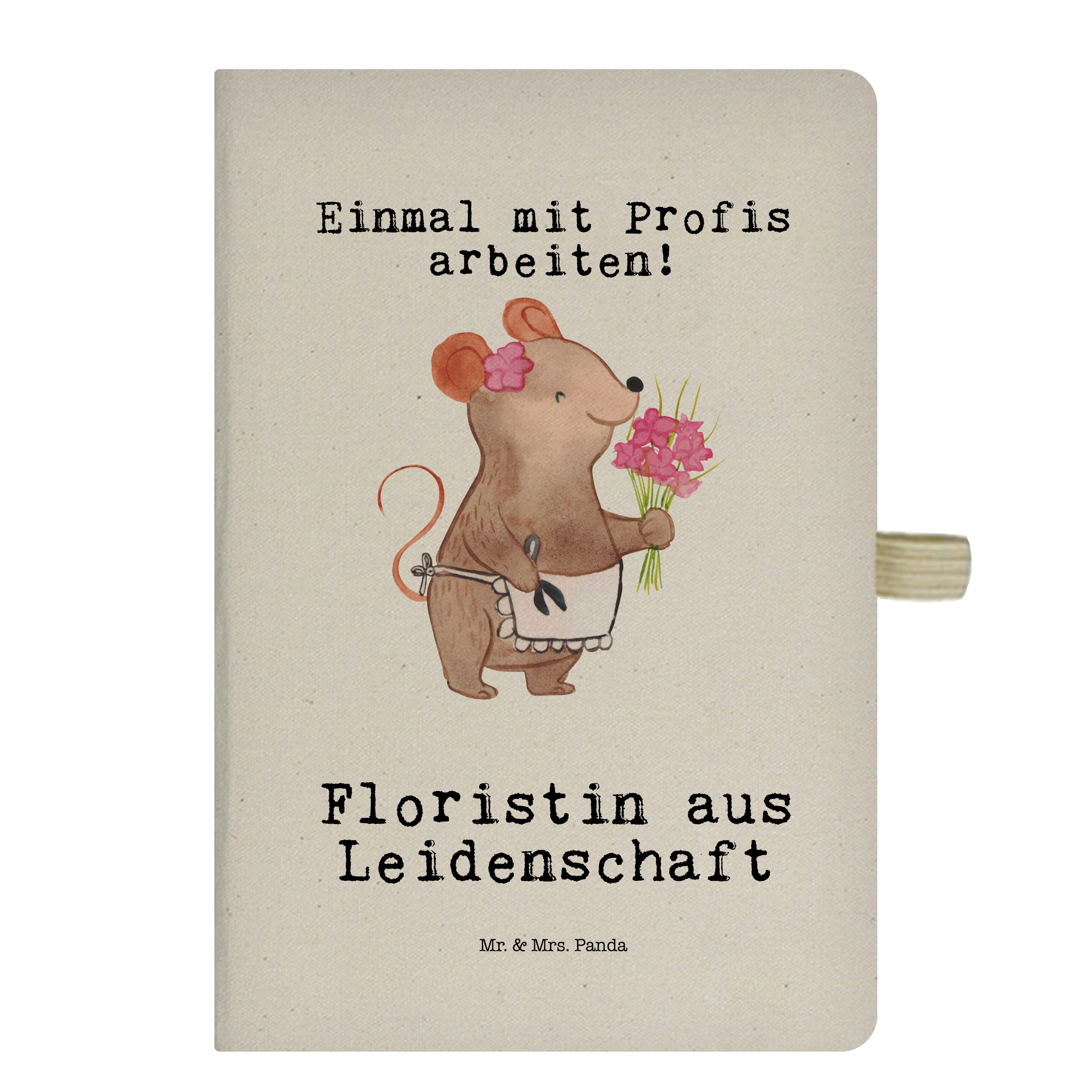 Mr. & Mrs. Panda Notizbuch Floristin aus Leidenschaft - Transparent - Geschenk, Notizheft, Schre Mr. & Mrs. Panda