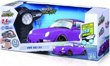 Maisto Tech RC-Auto Ferngesteuertes Auto - Porsche 911 993 RWB (lila, Maßstab 1:24), Ready To Run