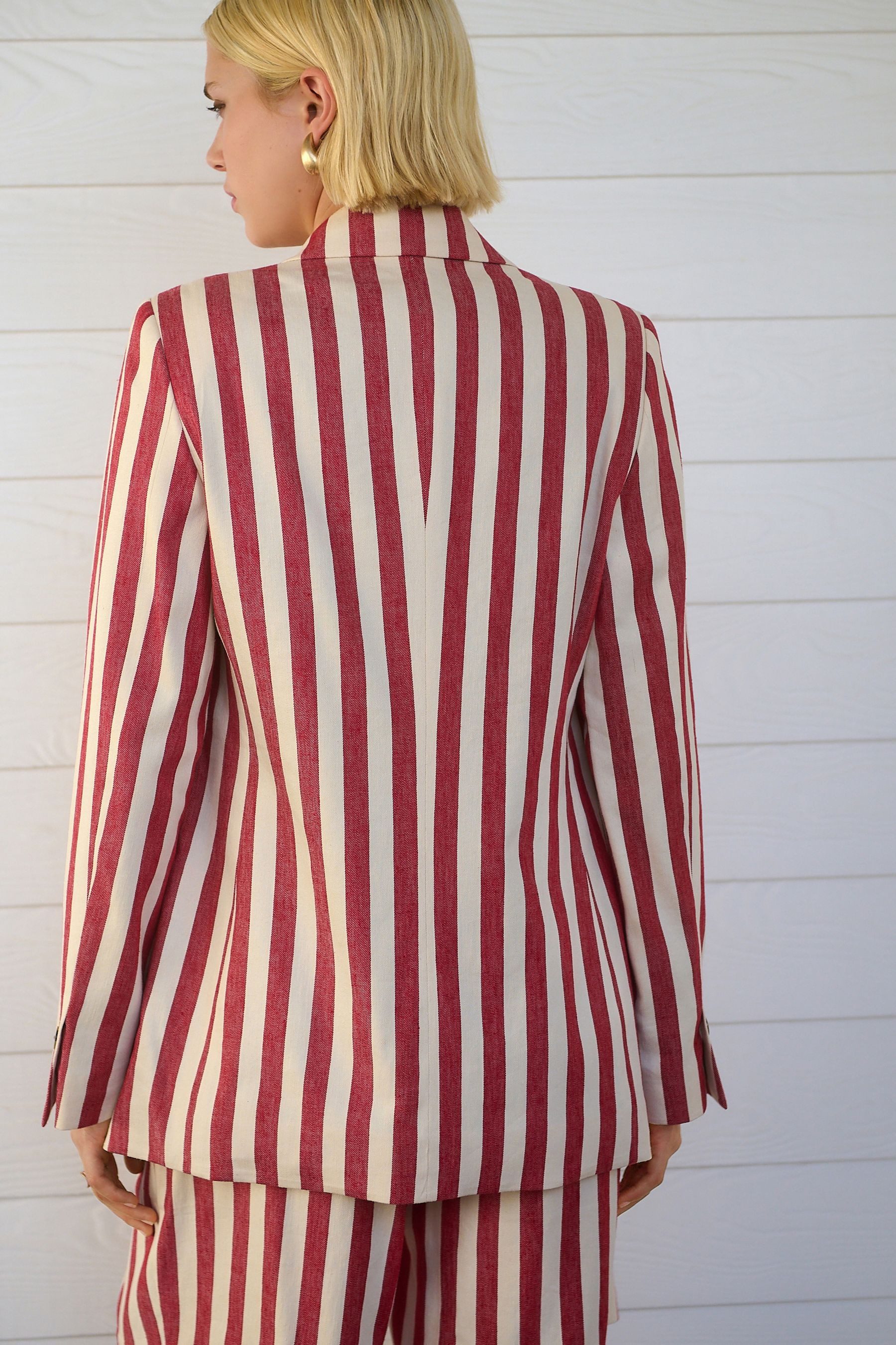 Next Jackenblazer Gestreifter Blazer mit Leinen günstig online kaufen