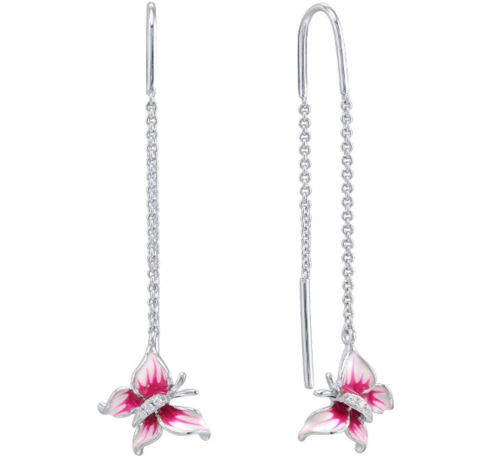 Secretforyou Paar Ohrstecker Ohrstecker Hänger Sterlingsilber Emaille Zirkonia Echtschmuck, 925 Sterlingsilber