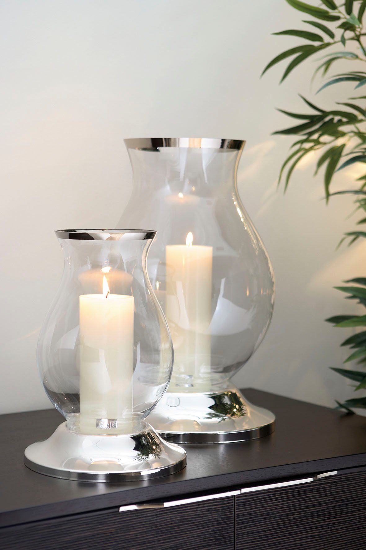 Fink Windlicht »BIG« Silberfarben - aus Metall vernickelt und Glas günstig online kaufen