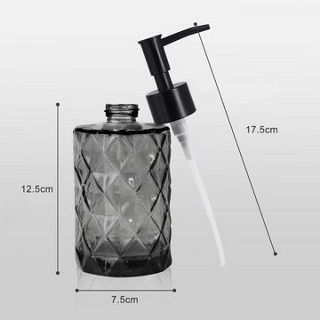 CALIYO Seifenspender Glas Seifenspender, Pumpe aus Schwarzes Glas und Plastik, Robuster Kunststoff-Pumpenknopf um Oxidation zu vermeiden