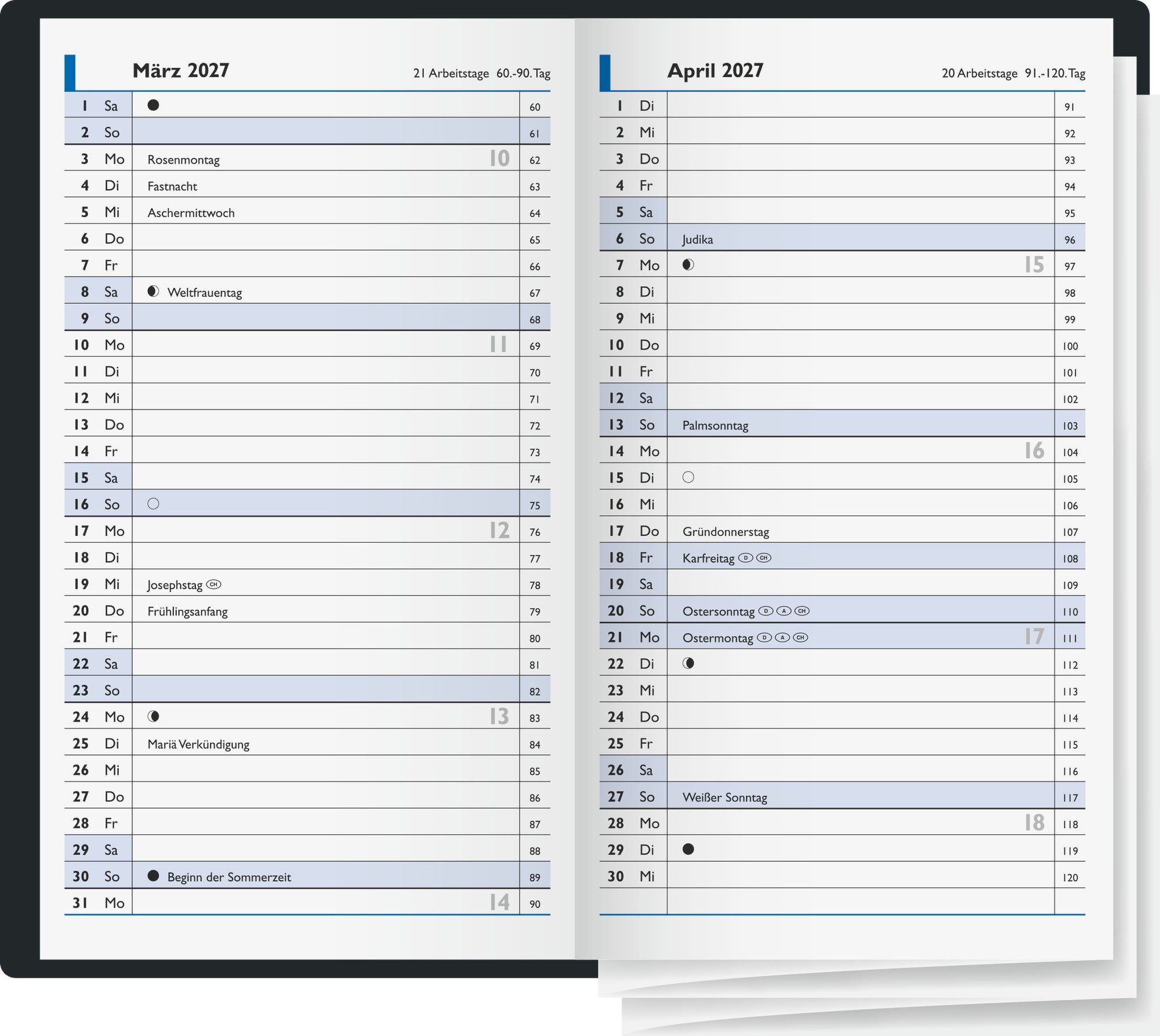Baier & Schneider Taschenkalender Taschenkalender Mod 748 2027 A6 mit Adressheft, Leporello-Falz mit Suchklappe – Bild 2 von 2