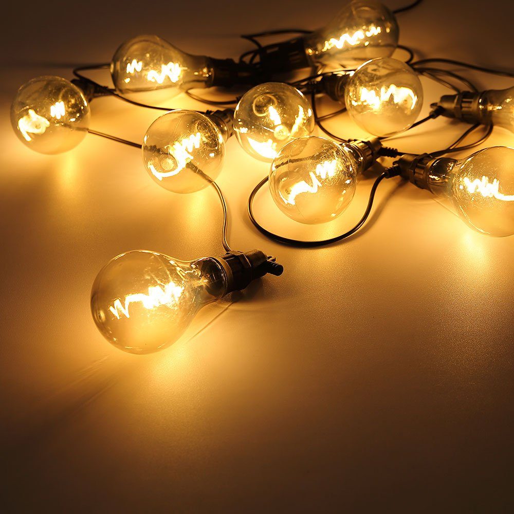 Leuchtmittel inklusive, Warmweiß, Filament etc-shop LED Dekolicht, L Birnen 450 Lichterkette cm Außenleuchte LED Gartendeko 10
