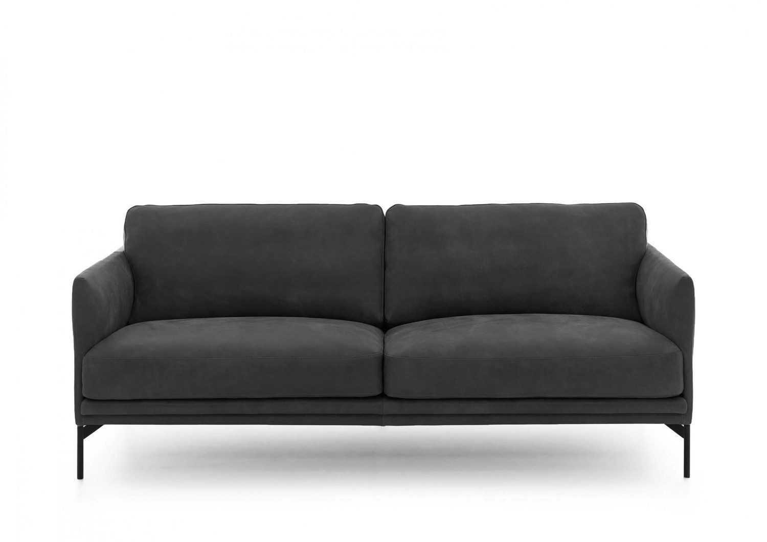 Natur24 Sofa Bocca Sofa 3-Sitzer 196x95x83 cm Leder handgeschliffen Schwarz