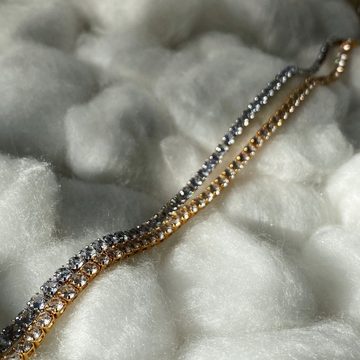 Brandlinger Choker Halskette St. Moritz, Tenniskette eng anliegend, mit weißen Steinen, vergoldet