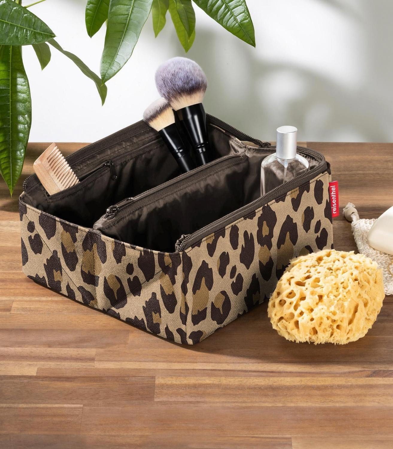 REISENTHEL® Kosmetiktasche FOLD CASE, 1,5 Liter, Beige, Braun, Polyester, B 23 x H 11 x T 11 cm