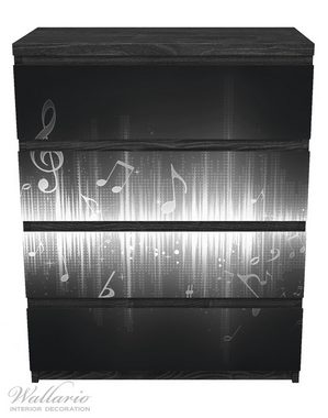Wallario Möbelfolie Noten der Musik in schwarz und weiß