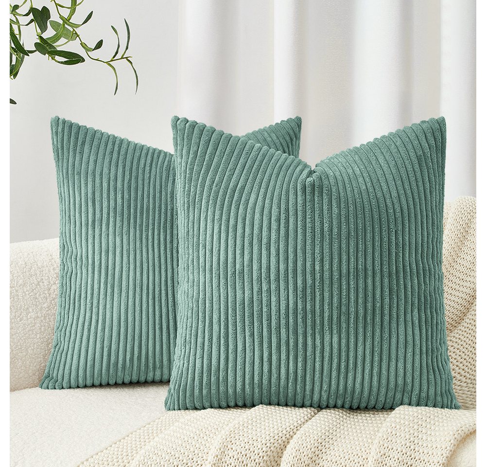 Topfinel Kissenbezug gestreiftes Muster,2er Set Kissenhülle Dekokissen Kissenbezug, Kordsamt 40x40 Sofakissen Couchkissen Zierkissenbezug Dekokissen