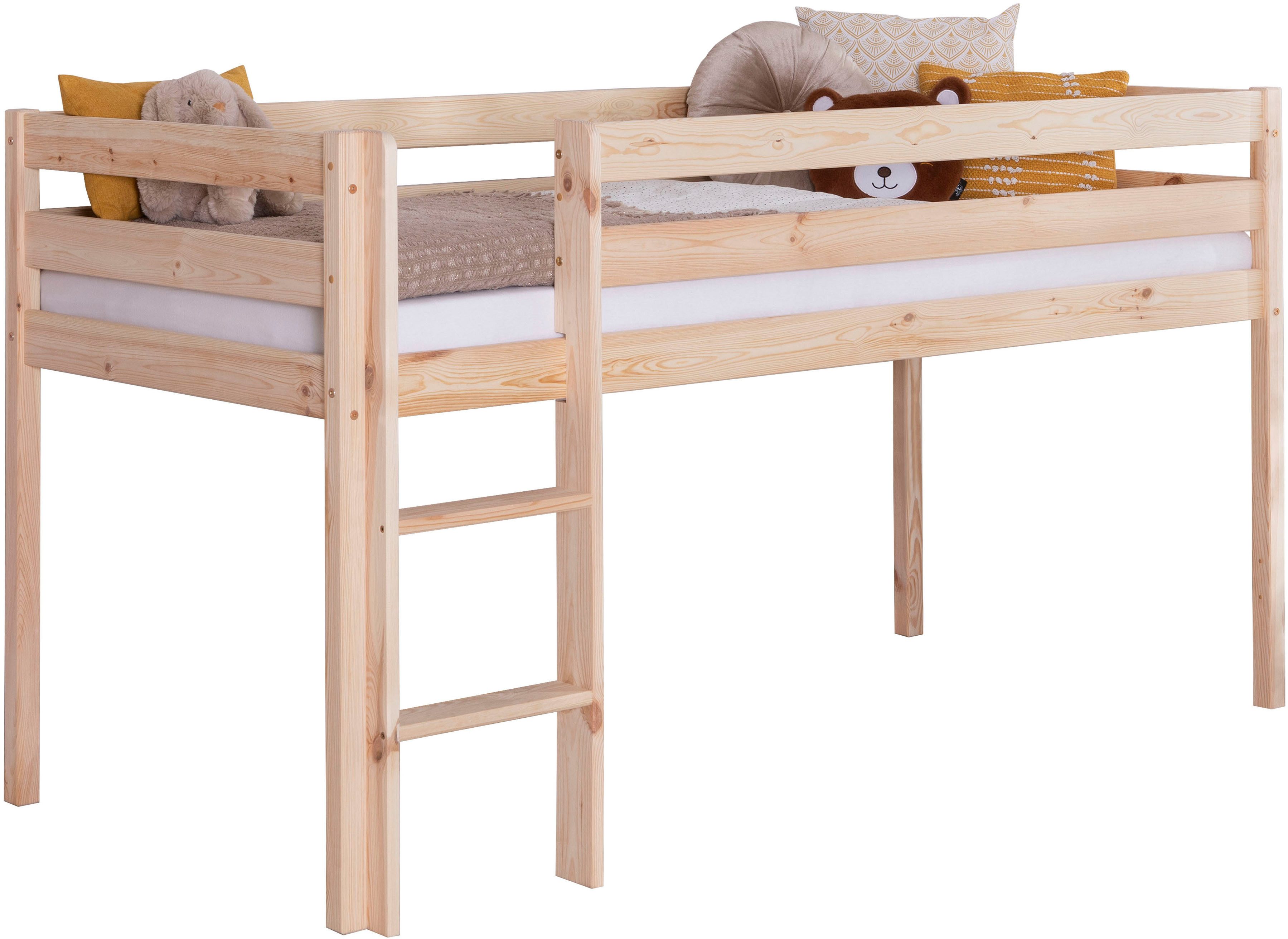 Ticaa Hochbett Malte, FSC®-zertifizierte Kiefer, Deal für begrenzte Zeit! (90x200cm Liegefläche, Höhe 114cm) mit Rollrost