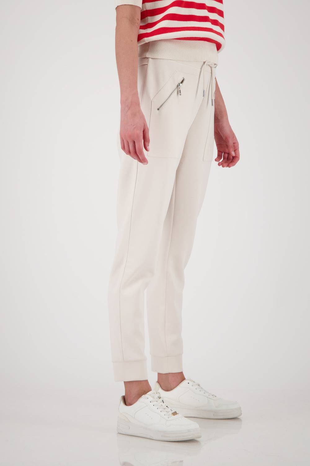 Monari Stoffhose Mit Strassdetails, Bindeband und Reißverschlusstaschen günstig online kaufen