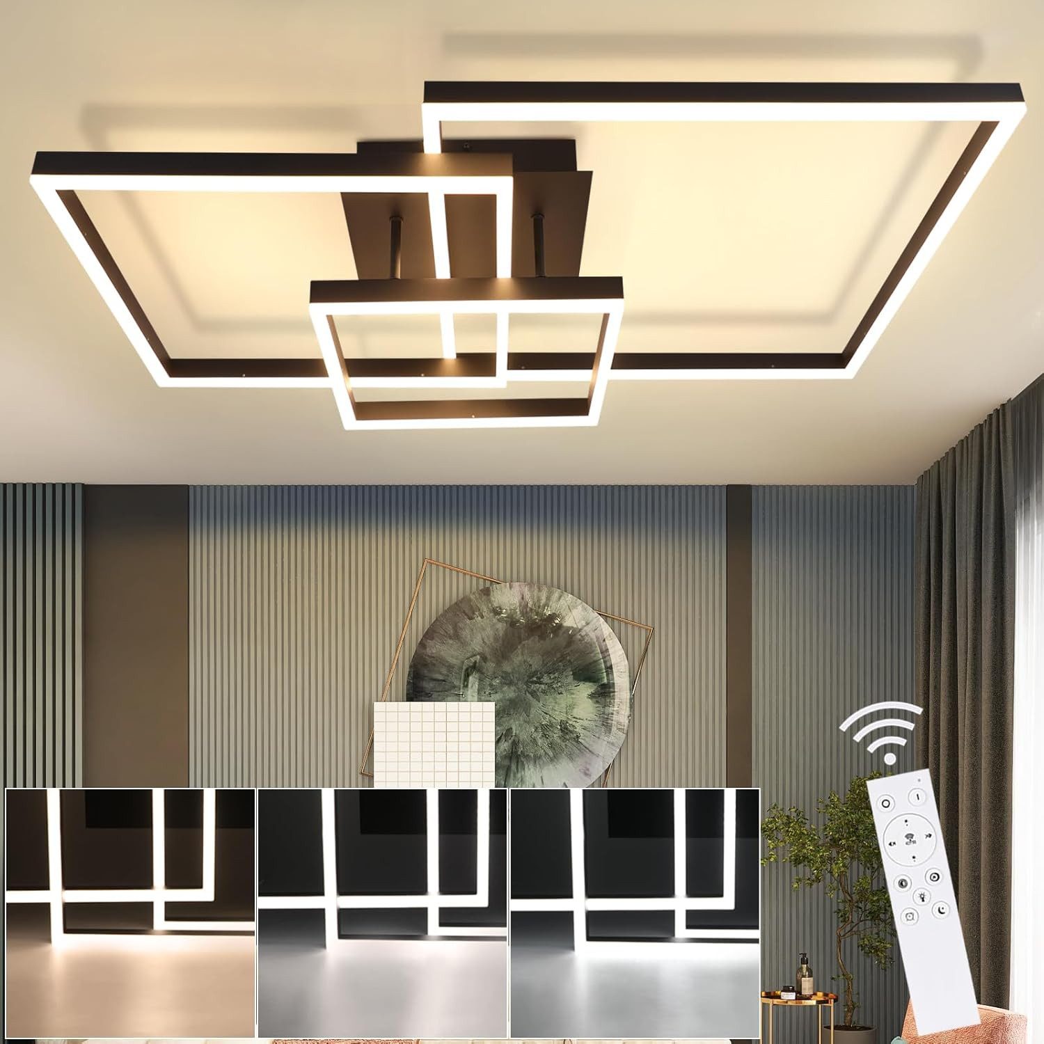 ZMH LED Deckenleuchte Modern Quadratischer Vieleck, dimmbar, LED fest integriert, Tageslichtweiß