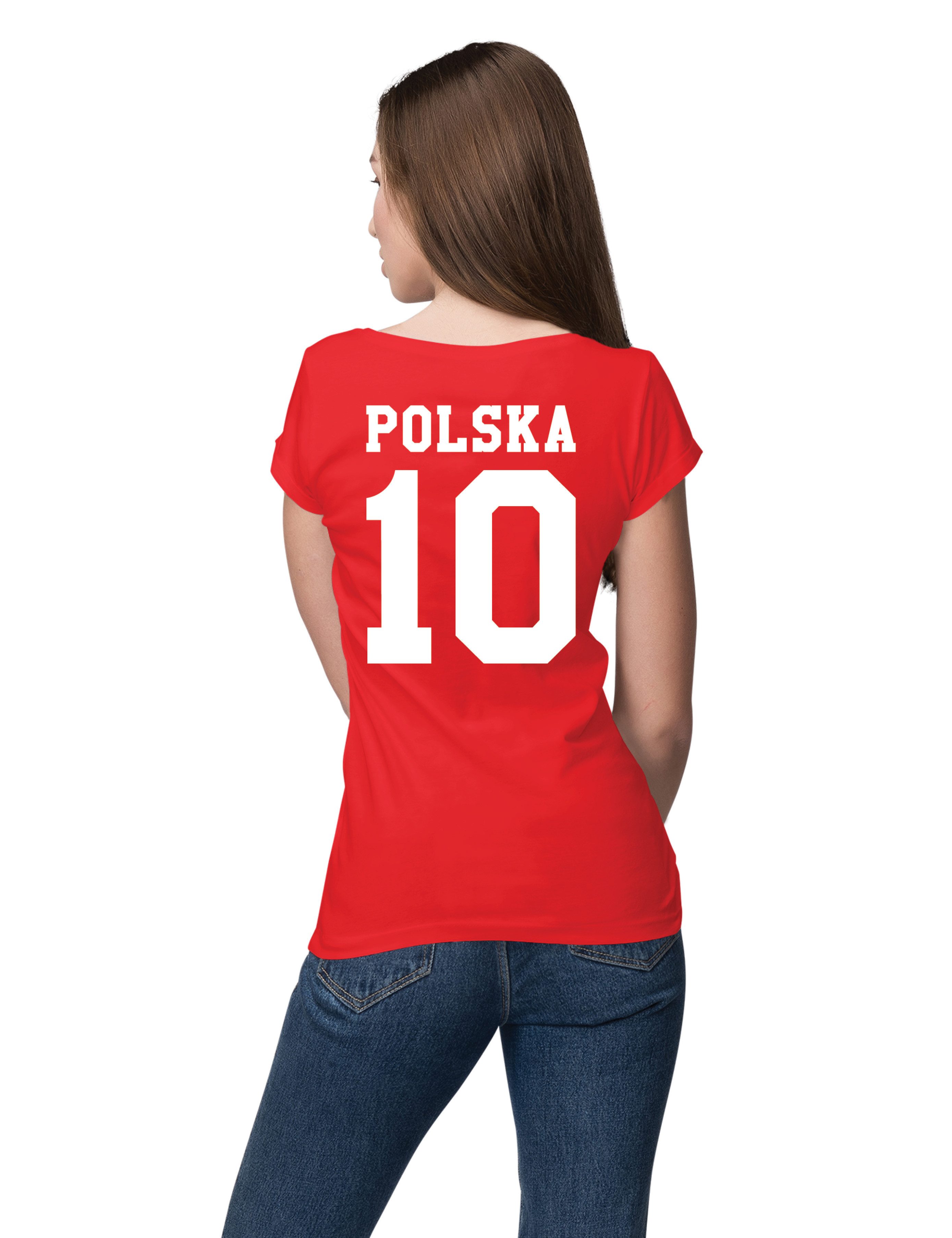 Youth Designz T-Shirt Polen Damen T-Shirt im Fußball Trikot Look mit trendigem Motiv