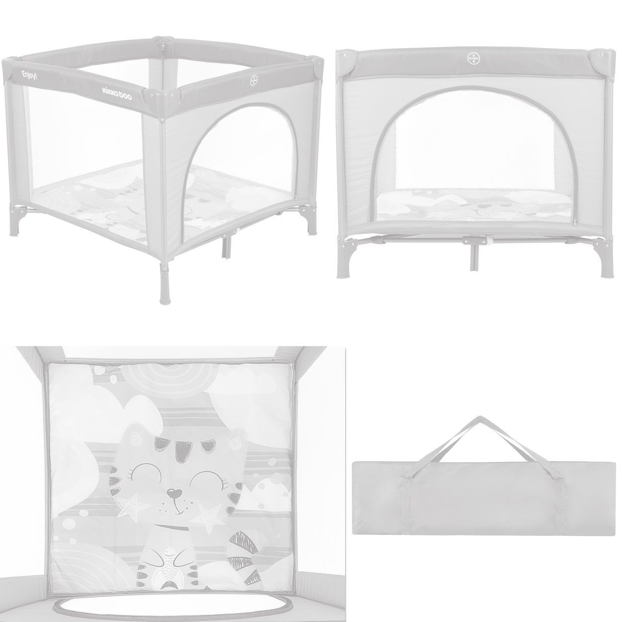 Kikkaboo Laufstall Enjoy, 92 x 92 cm, klappbar, Tragetasche, Sichtfenster, Babyreisebett
