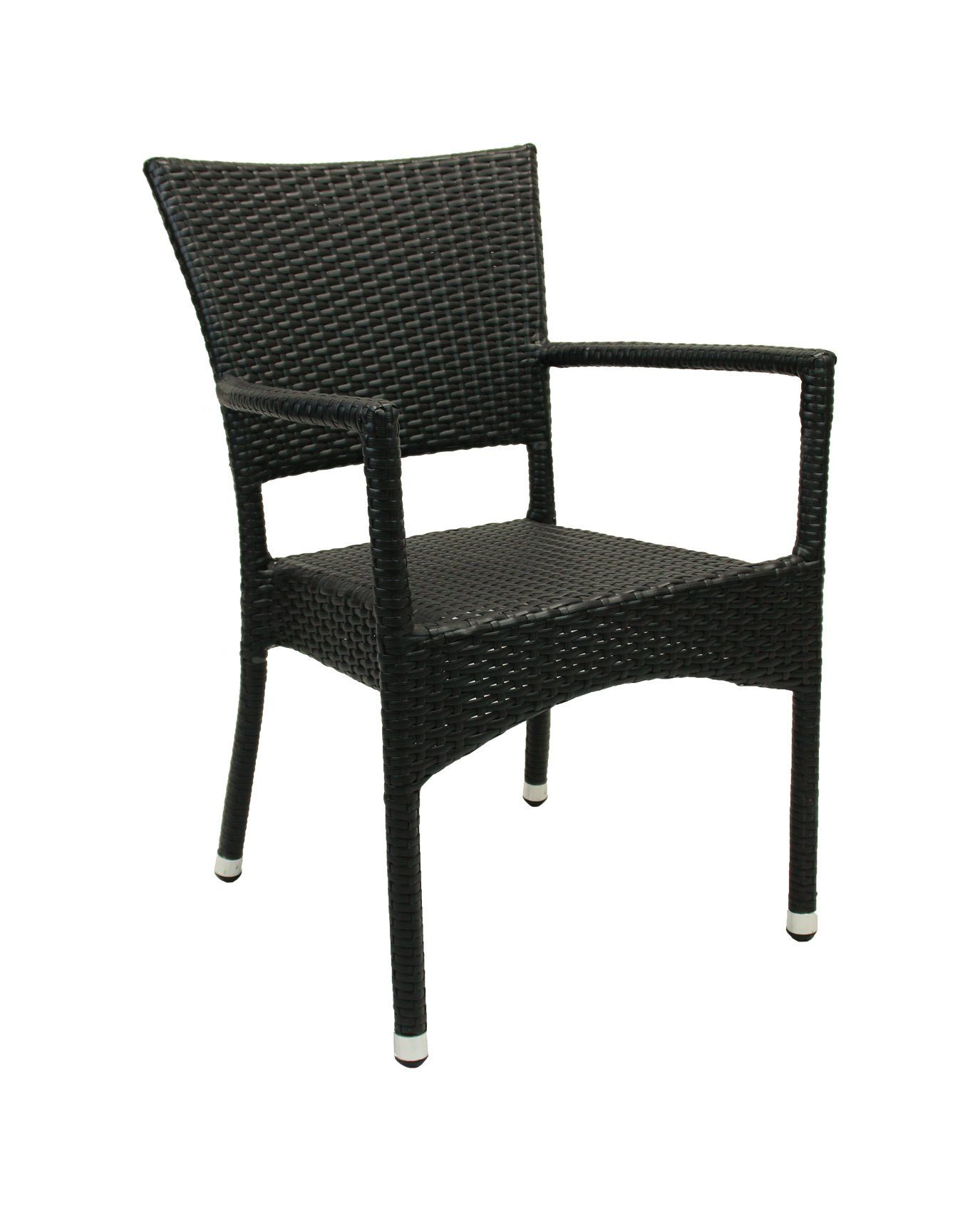 St), (4 Premium Sessel Stapelstuhl Konway ROM 4x Schwarz KONWAY® Polyrattan Stapelsessel ROM