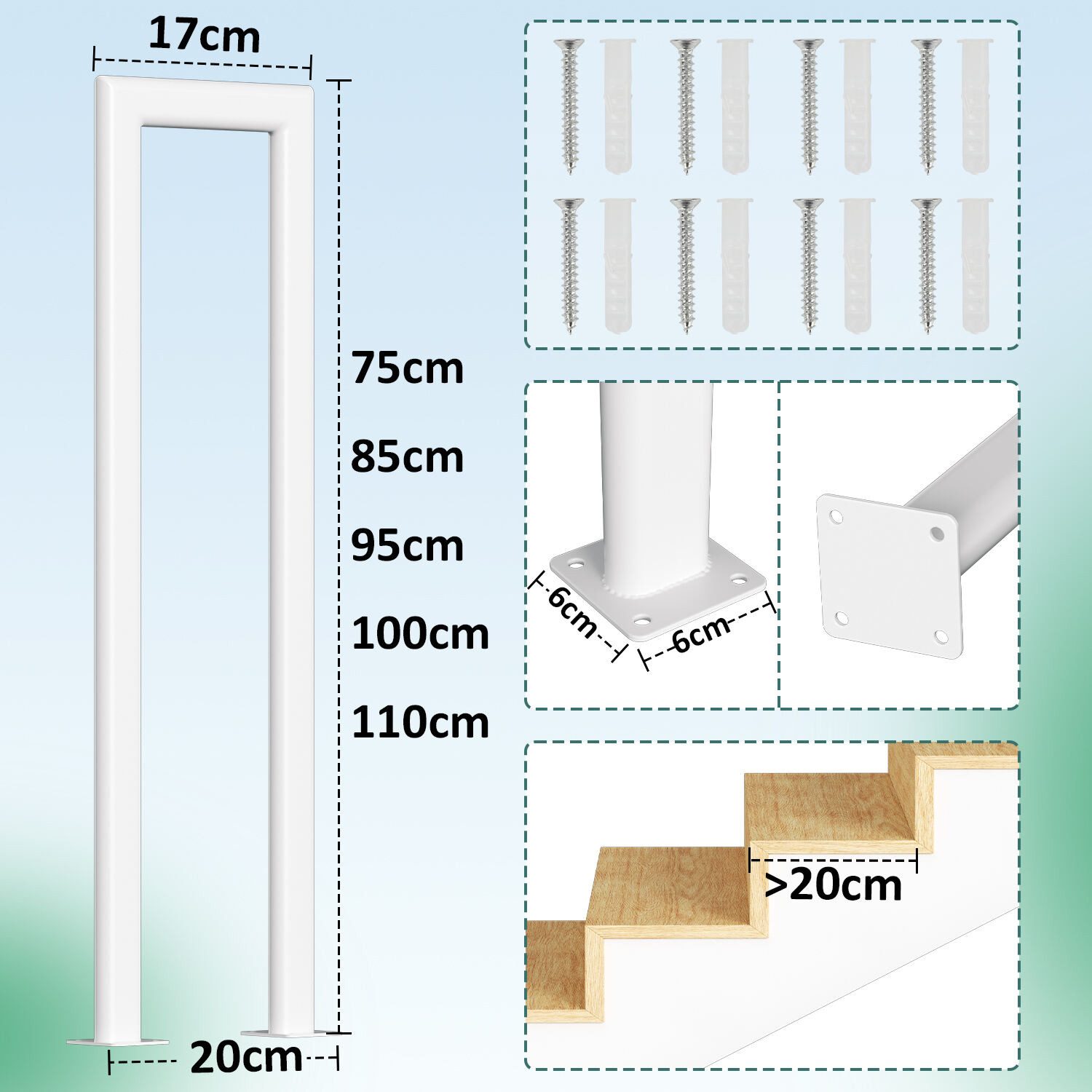 Clanmacy Treppengeländer U-förmige Elliptische Röhre Handlauf Geländer 55 - günstig online kaufen