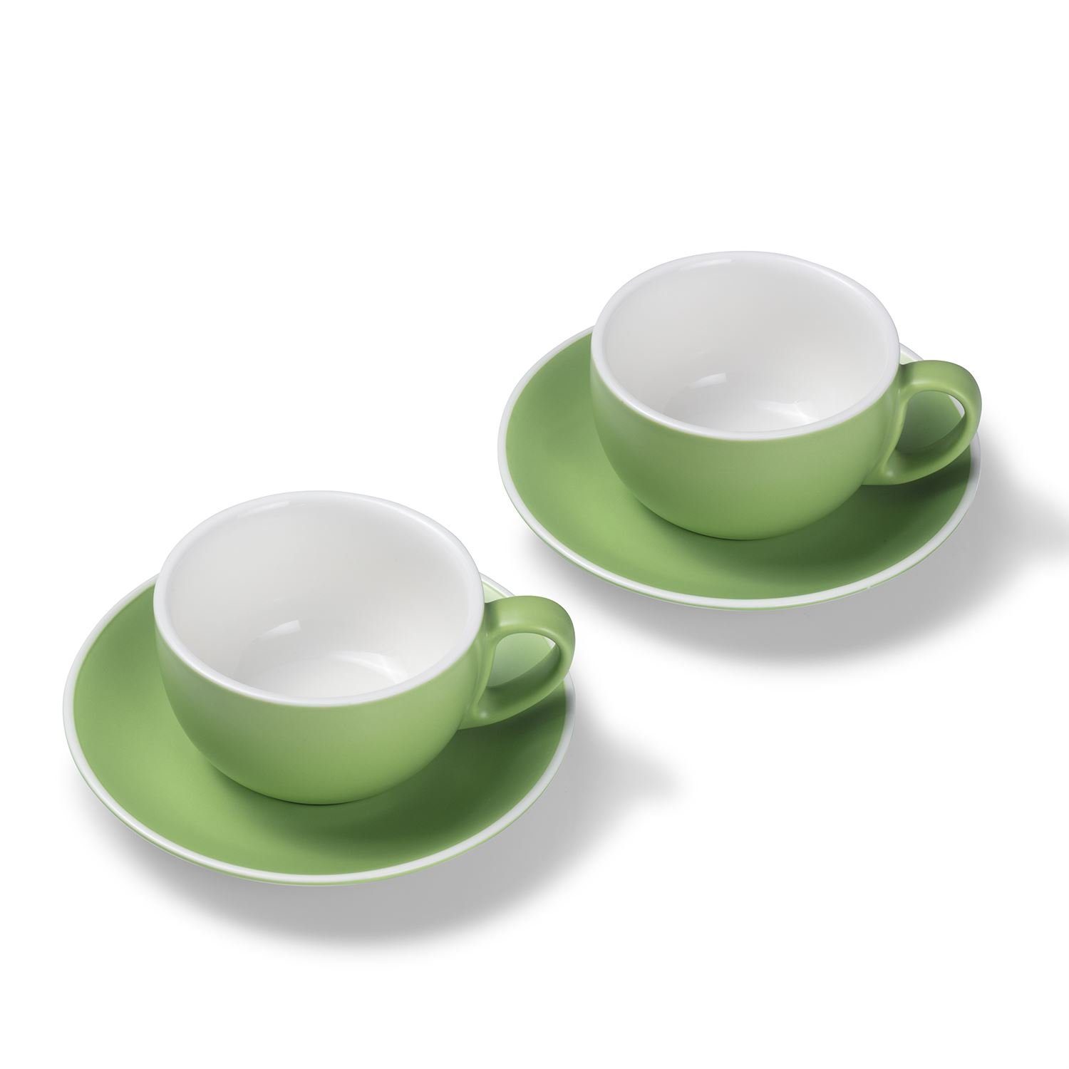 Terra matt, Home Terra Milchkaffeetassen-Set, 2er Home Tasse Grün Porzellan