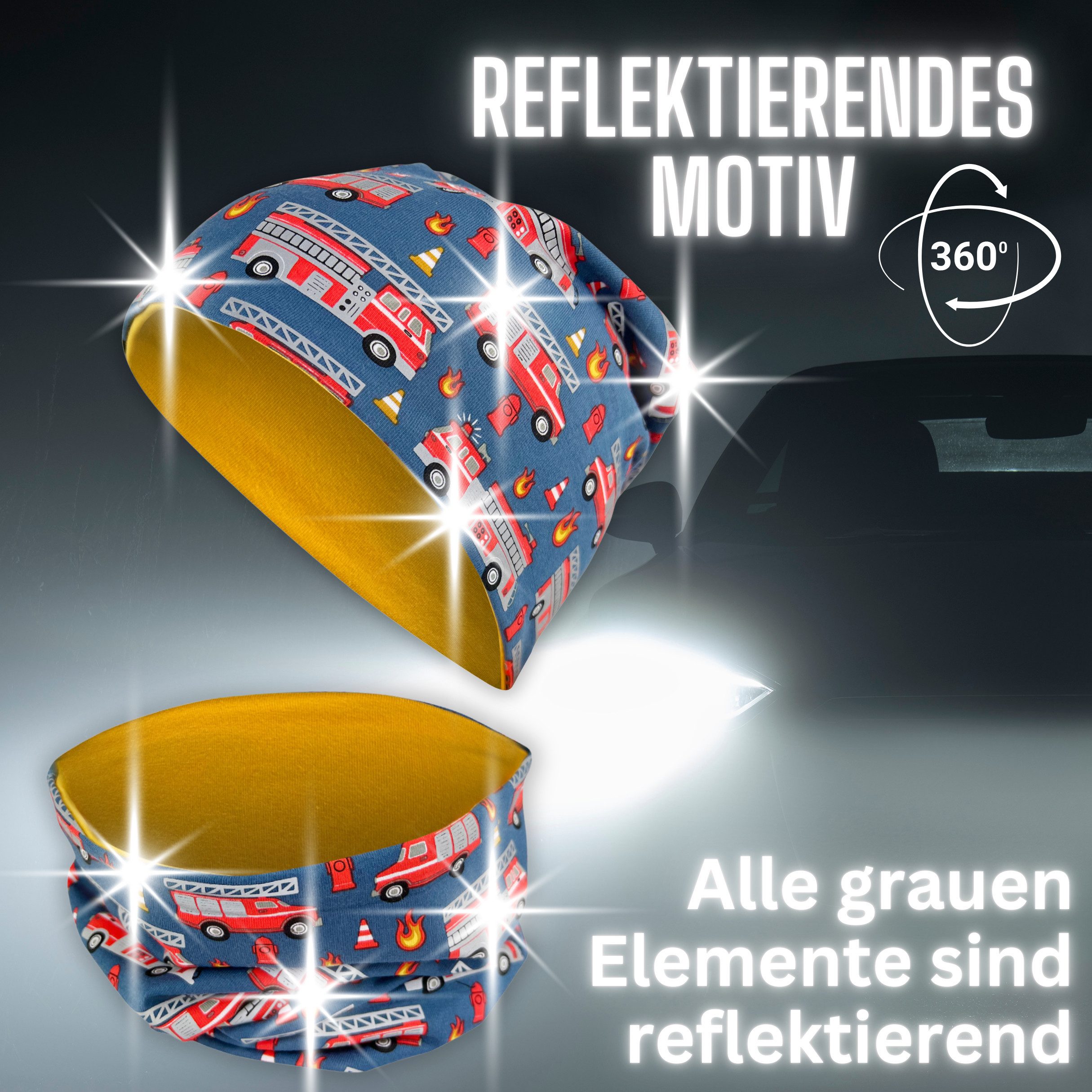 HECKBO Beanie 360° Reflektor Kinder Beanie Mütze & Loop Schal Set – Bild 2 von 5