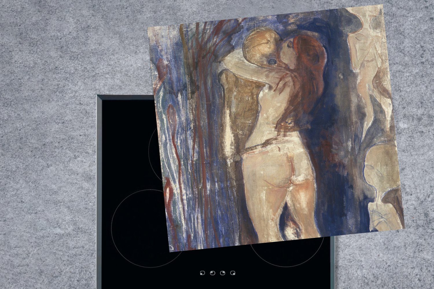 cm, 78x78 Ceranfeldabdeckung, (1 Arbeitsplatte küche MuchoWow - tlg), und Tod für Herdblende-/Abdeckplatte Vinyl, Edvard Munch, Leben