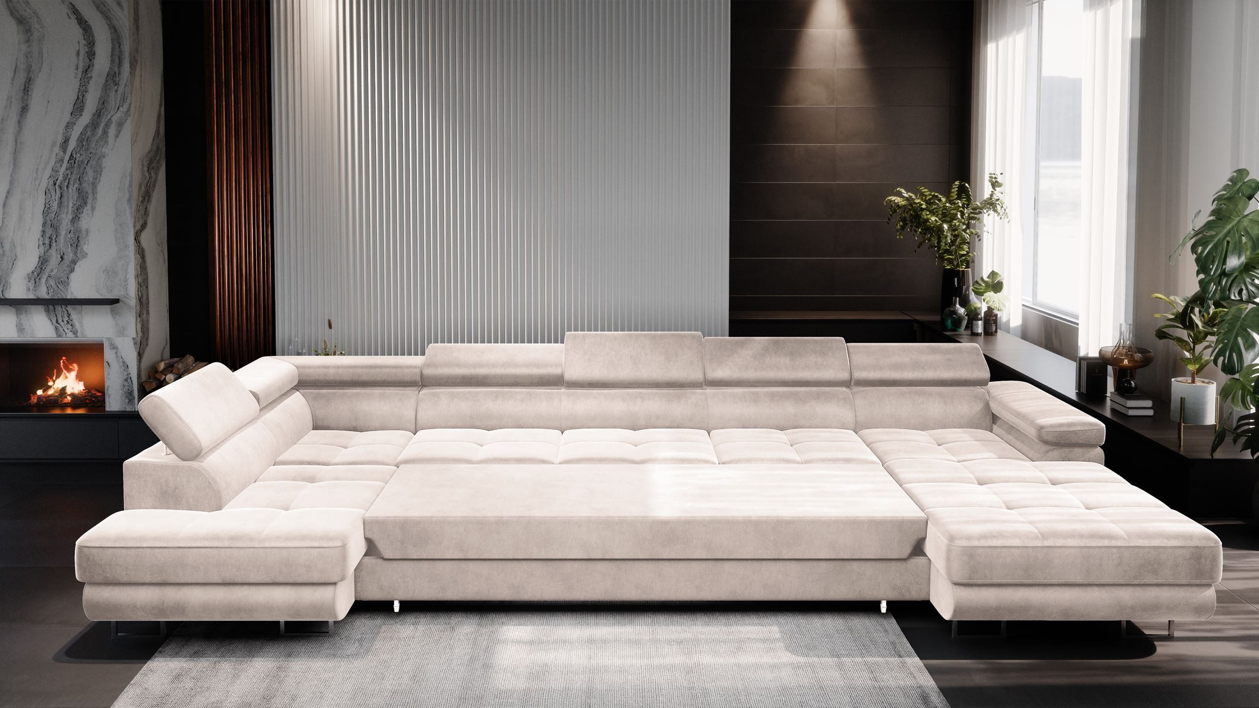 Muffo Ecksofa WILD MAXI U, elegante Metallbeine, verstellbare Kopfstützen, günstig online kaufen