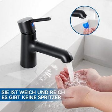 AuraLum pro Waschtischarmatur Schwarz Wasserhahn Einhandmischer Badarmatur Waschbecken Mischbatterie Schwarz