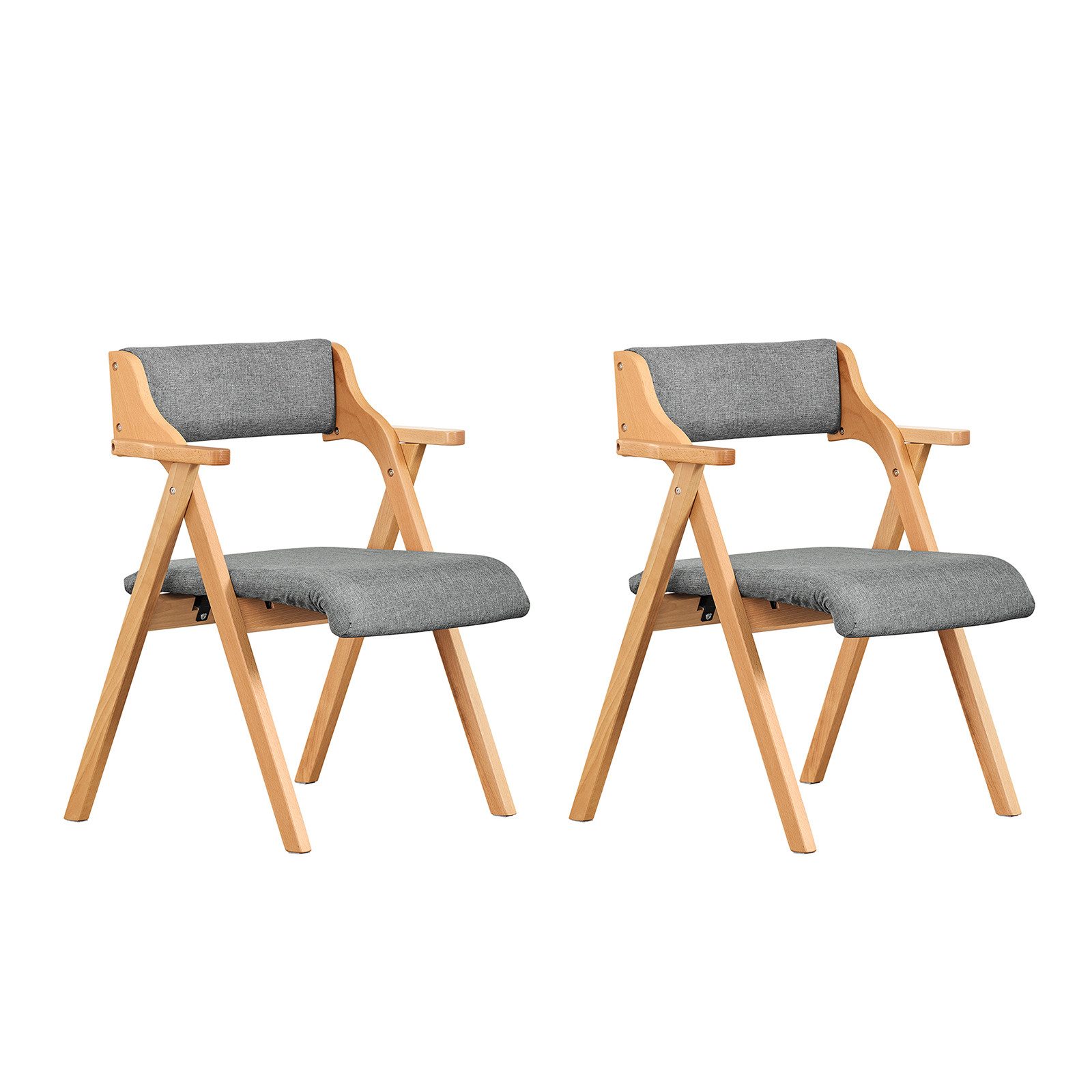 SoBuy Klappstuhl FST98, Holzstuhl Küchenstuhl Esszimmerstuhl klappbar, 4-Fuß-Stühle (2 St), Polsterstuhl mit Rücken- & Armlehne, Bürostuhl, Ergonomisches Design