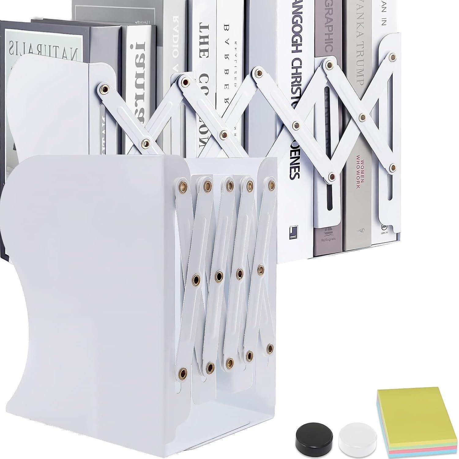 LuxusKollektion Buchstütze Buchstütze verstellbar Metall Bücherhalter Kinder Weiß X 2 Stück